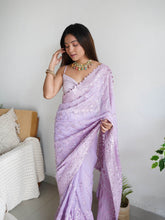 Supreme Georgette  Sequence Worked Lavender Saree